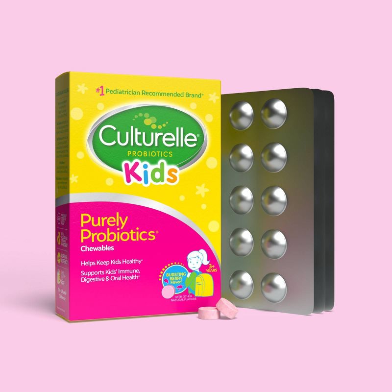 Culturelle Kids Daily Probiotic Chewable Tablets for Immune Support, Digestive and Oral Health - Berry - 30ct, 3 of 12