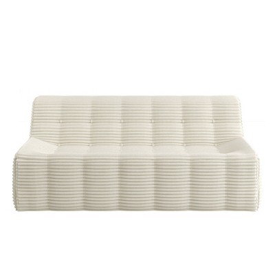 AZL1 Life Concept Sofas Full Sponge Compression Corduroy 3 Seat, Modern Minimalist Style Corduroy for Relaxing Areas, Beige, 74"*35.24"*29.53"
