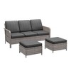Sonkuki 3 Pieces Outdoor Patio Furniture Sets, Rattan Sofa with Ottoman Wicker Set for Backyard Porch, Garden, Poolside, Balcony - 2 of 4
