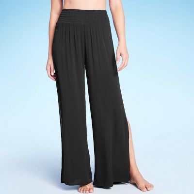 Silky 5 Side Slit Pants - Black