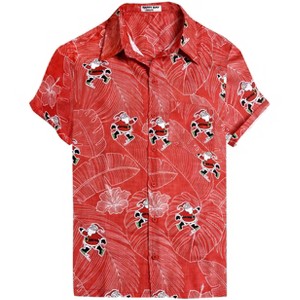 LA LEELA Mens Hawaiian Shirts Short Sleeve Button Down Shirt Men's Ugly Christmas Tree Vacation Gifts Shirts Casual Aloha Shirts for Men - 1 of 4