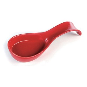 Omniware Simsbury Spoon Rest - Stoneware Kitchen Spoon Holder, Heat-Resistant with Lead-Free Glaze, 8.25” with Arched Handle (Red) - 1 of 2