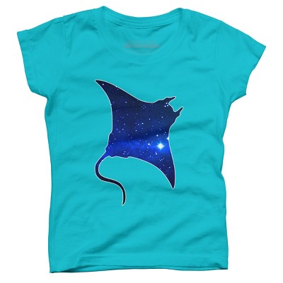 Girl's Design By Humans Space Manta Ray By Shrenk T-Shirt