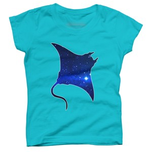 Girl's Design By Humans Space Manta Ray By Shrenk T-Shirt - 1 of 3