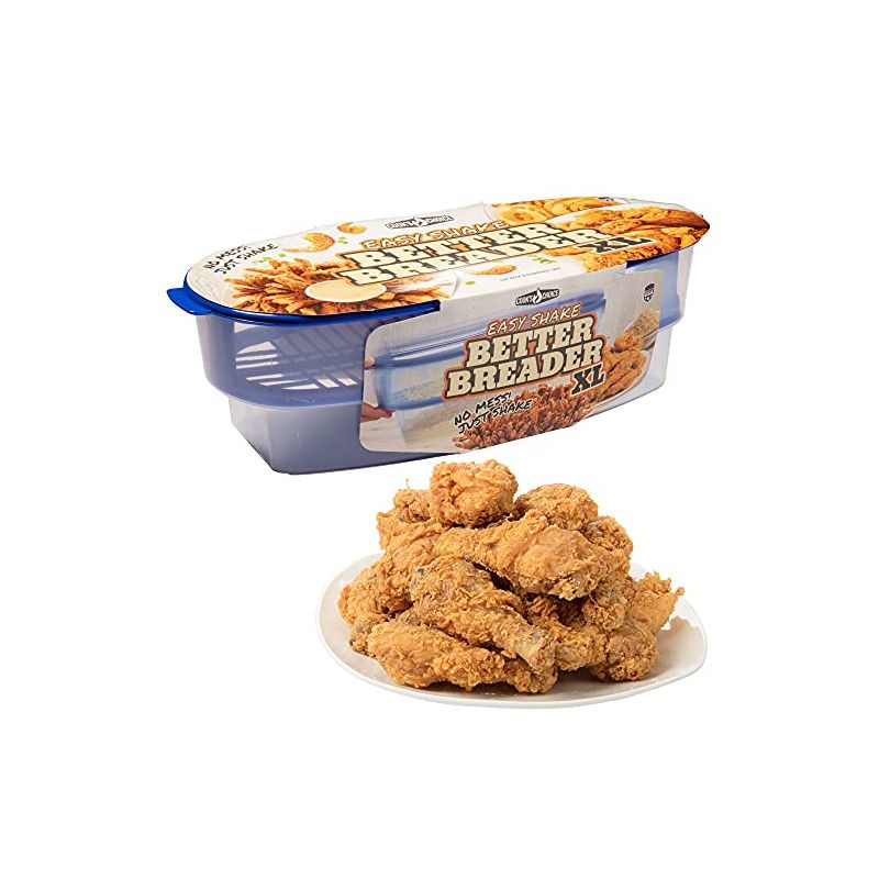 Cook's Choice Original Better Breader Batter Bowl- All-in-One Mess Free Breading Station Tray for at Home or On-the-Go Clear/Blue, 1 of 2