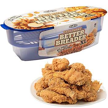 Cook's Choice Original Better Breader Batter Bowl- All-in-One Mess Free Breading Station Tray for at Home or On-the-Go Clear/Blue