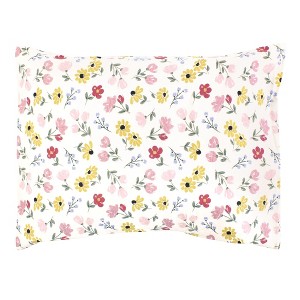 Hudson Baby Infant Girl Cotton Toddler Pillow Case, Soft Painted Floral, One Size - 1 of 2