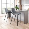 Faux Leather Barstool 43.3" H, Dark Gray and Black Finish With Steel Frame, Set of 2 by Zuo Modern - 2 of 4