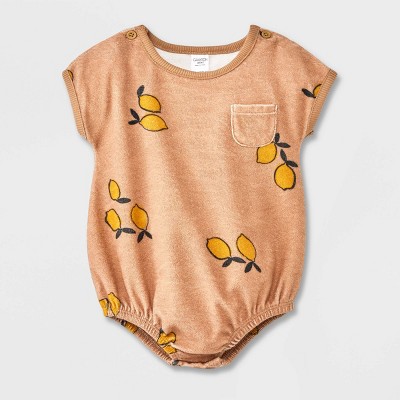 Image of Grayson Mini Baby Boys' Lemon Romper - Brown 6-9M