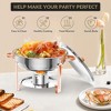 5QT Chafing Dish Buffet Set, NSF - Certified Round Stainless Steel Food Warmers with Lid, Lid Holder, Spoon & Tweezer for Catering Galas - 3 of 4