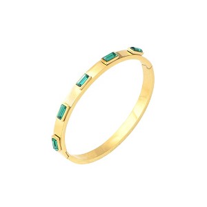 Anna-Kaci 18K Gold Plated Crystal Rhinestone Bangle Bracelets for Women with Cubic Zirconia Stainless Steel Bracelet for Valentines, Birthday - 1 of 4