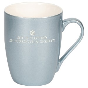 Elanze Designs She Is Clothed In Strength And Dignity Frosted Blue 10 ounce New Bone China Coffee Cup Mug - 1 of 4