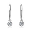 Guili White Gold Plated Lab-Created Moissanite Drop Solitaire Hoop Earrings Ð Elegant and Timeless Jewelry for Any Occasion - 2 of 2