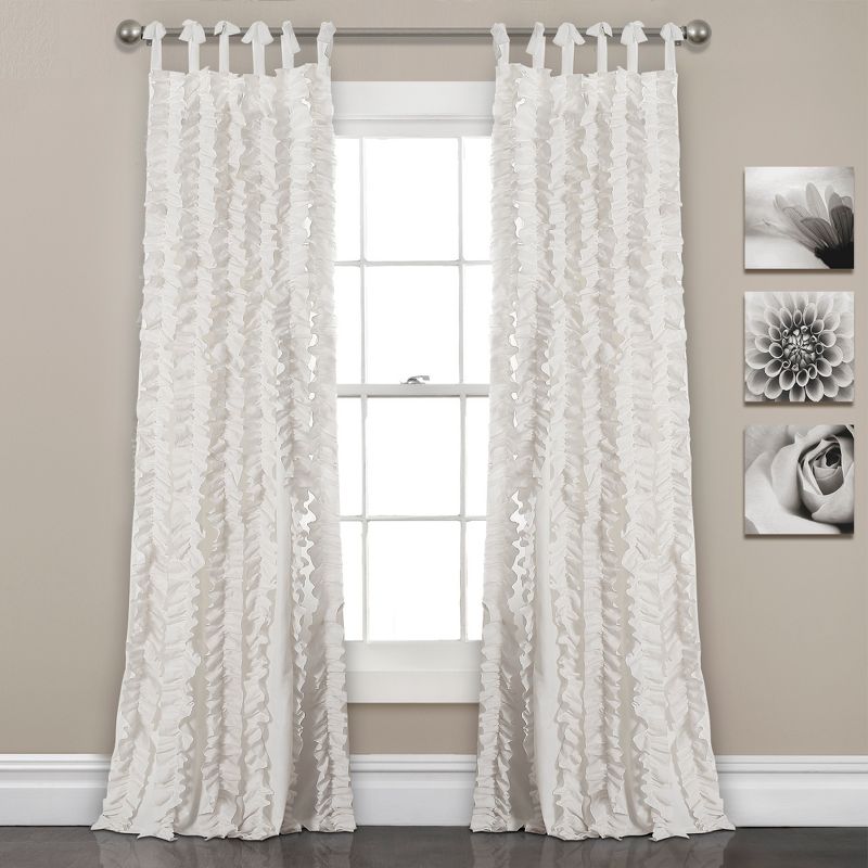 Set of 2 Sophia Ruffle Window Curtain Panels White - Lush Décor, 1 of 7