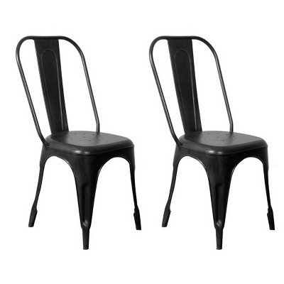 Set of 2 Ramona Dining Metal Chairs Black - Treasure Trove Accents