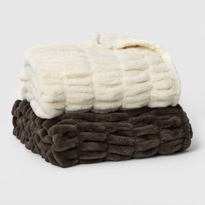 60" x 86" Faux Fur Oversized Bed Throw - Threshold Signature™