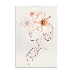 Stupell Industries Delicate Pink Flower Blossoms Woman Line Drawing Wall Plaque Art, 10" x 15" - 1 of 4