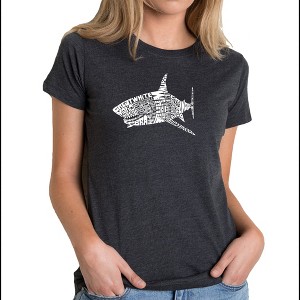 LA Pop Art Women's Premium Blend Word Art T-shirt - SPECIES OF SHARK - 1 of 4