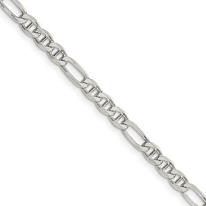 Black Bow Jewelry 3.75mm Sterling Silver Solid Figaro Anchor Chain Bracelet - 1 of 4