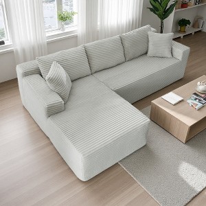 103" Modular Corduroy L-Shaped Sectional Sofa, Deep Seat - 1 of 2
