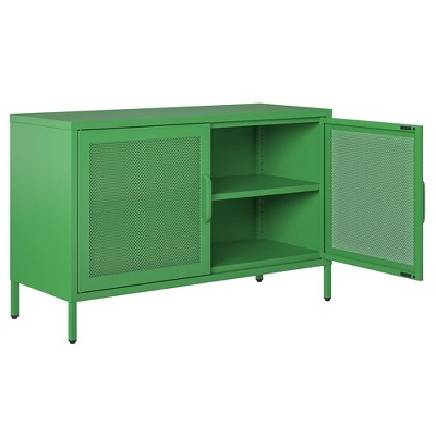 Kelly Green Metal 2 Door Storage Cabinet with Mesh Doors