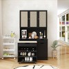 69 Inch Buffet Cabinet,Kitchen Pantry Storage Cabinet with Microwave Stand And 3 Rattan Doors-Maison Boucle - 2 of 4