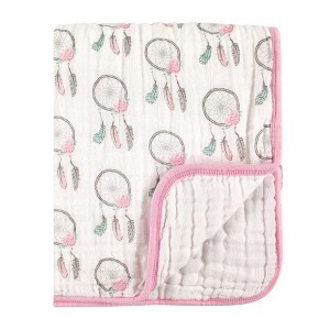 Hudson Baby Infant Girl Muslin Tranquility Quilt Blanket, Dream Catcher, One Size - 1 of 1