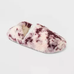Women's Camo Print Cozy Fleece Pull-On Slipper Socks with Grippers - Pink M/L