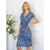 24seven Comfort Apparel Navy Geometric Print Knee Length Short Sleeve Faux Wrap Dress - image 4 of 4