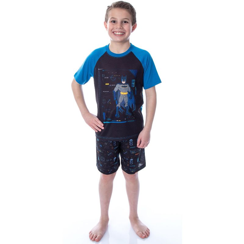 DC Comics Boys' Batman Spec Readout Short Sleeve Shirt and Shorts Pajama Set Bat Specs, 2 of 6