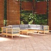 vidaXL Solid Pinewood Patio Lounge Set 10 Piece with Cushions - Brown and Gray - 2 of 4