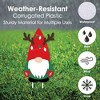 Big Dot of Happiness Red and Green Holiday Gnomes Santa Sleigh - Yard Sign and Outdoor Lawn Decorations - Christmas Party Yard Signs - Set of 8 - 3 of 4