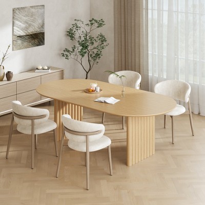 SpassWay 30"H Oval Wood Dining Table Kitchen Table Conference Table with Double Pedestal