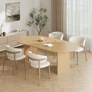 SpassWay 30"H Oval Wood Dining Table Kitchen Table Conference Table with Double Pedestal - 1 of 4