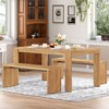 CAVINAS Dining Table Set for 4 Farmhouse Rectangular 3-piece Dining Set with 2 Wood Benches for Kitchen - 3 of 4