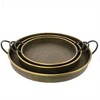 HomeRoots Set of Three Gray and Gold Round Tin Indoor Outdoor Serving Tray With Handles - 3 of 4