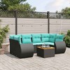 vidaXL 7 Piece Garden Sofa Set with Cushions Black Poly Rattan - Black and Blue - 2 of 4