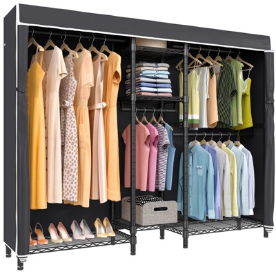 Vipek S3c Heavy Duty Portable Closet With Adjustable Shoe Rack Wire Shelf,  Custom Black Rack With Black Cover : Target