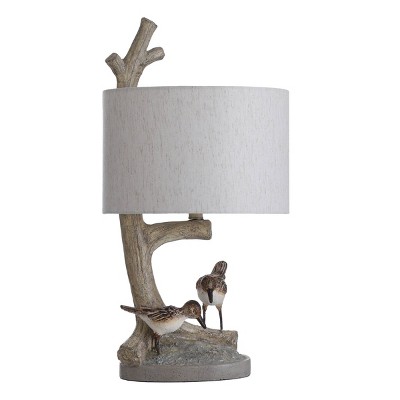 Luka Farmhouse 'Birds On A Limb' Table Lamp with Heathered Oatmeal Fabric Shade - StyleCraft