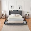 Jojoka Velvet Upholstered Bed Frame,Platform Bed Frame with Wingback Headboard,Charging Station and 4 Wheeled Drawers - 2 of 4