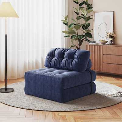 Folding Sofa Bed, Convertible Futon Floor Couch Sleeper Chair with Pillow, Fold Out Corduroy Sofa Bed for Living Room, Single