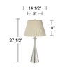 360 Lighting Karl Modern Table Lamps 27 1/2" Tall Set of 2 Brushed Nickel with USB Charging Port Dimmers Ivory Pleat Shade for Bedroom Bedside House - 4 of 4