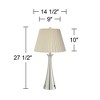 360 Lighting Karl Modern Table Lamps 27 1/2" Tall Set of 2 Brushed Nickel with USB Charging Port Dimmers Ivory Pleat Shade for Bedroom Bedside House - image 4 of 4