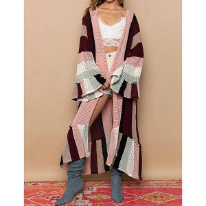 Women's COLORBLOCK RUFFLE CARDIGAN - POL - 1 of 2