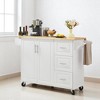 Rolling Kitchen Island Cart with Drop Leaf, Barn Door Storage Cabinet, 3 Drawers, Towel Rack,Adjustable Shelves, Lockable Wheels, Kitchen Cabinets - 3 of 4
