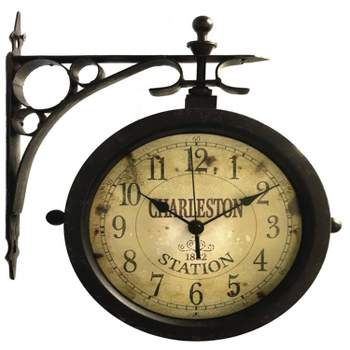 12"x11" Charleston Wall Clock Brown - Infinity Instruments