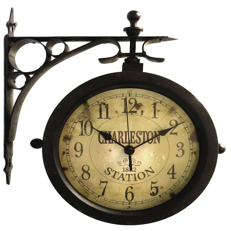 12&#34;x11&#34; Charleston Wall Clock Brown - Infinity Instruments, 1 of 7
