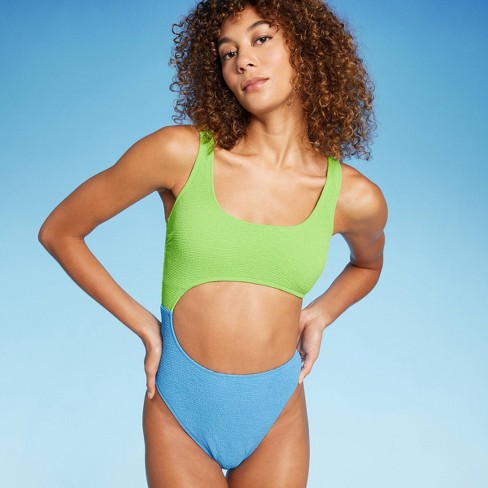 Multi-Color Cutout Front One Piece Swimsuit