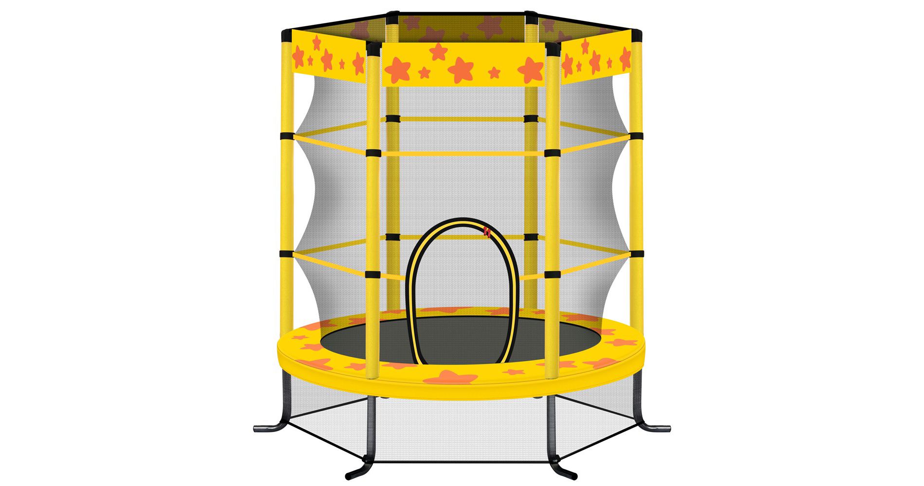 55" Mini Trampoline For Kids, 4.5FT Toddler Trampoline With Safety Enclosure Net, Outdoor Indoor Trampoline For Boys Girls Birthday Gifts,yellow