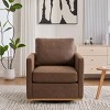 30.7" Swivel PU Accent Chair with Square Arms and Pocket Spring Seat for Living Room or Bedroom -The Pop Home - 2 of 4